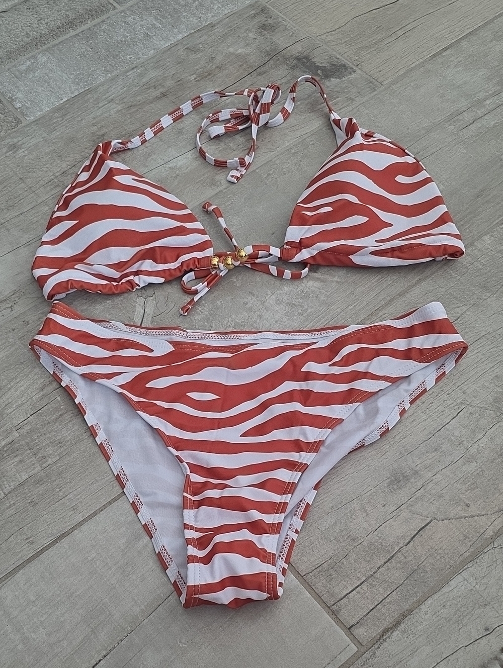 NWOT Brown and White Zebra Print Bikini Set